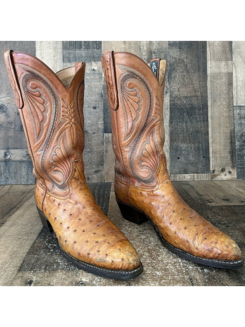 Larry Mahan Vintage Full Quill Ostrich Western Cowboy Boots Mens 11 D